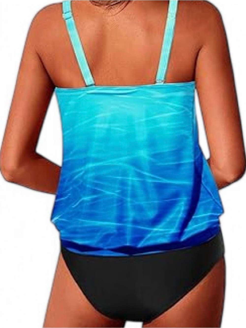 Yonique Tankini Sz XL Blue Ombre Tankini Swim Top Beach/Cruize Wear Feminine - Picture 2 of 6